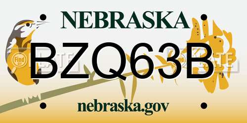BZQ63B Nebraska License Plate