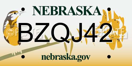 BZQJ42 Nebraska License Plate