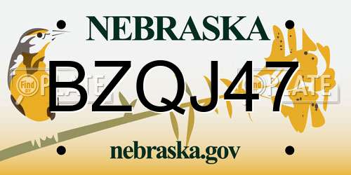 BZQJ47 Nebraska License Plate