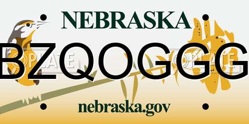 BZQOGGG Nebraska License Plate