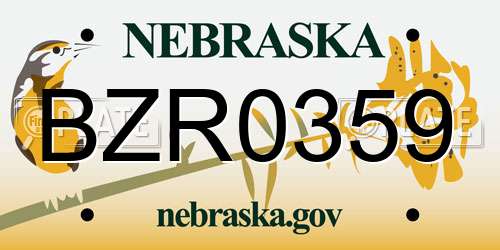 BZR0359 Nebraska License Plate