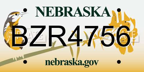 BZR4756 Nebraska License Plate