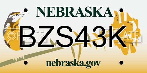 BZS43K Nebraska License Plate