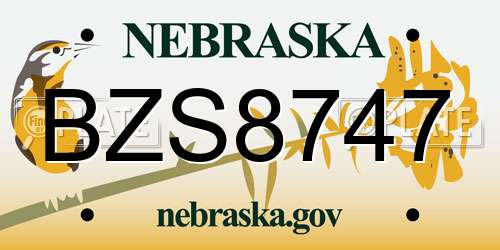 BZS8747 Nebraska License Plate