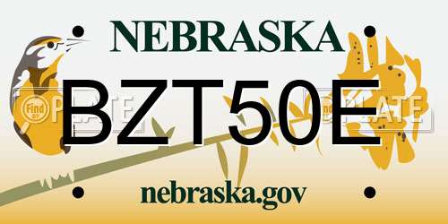 BZT50E Nebraska License Plate