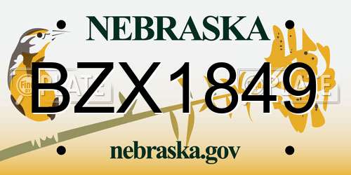 BZX1849 Nebraska License Plate