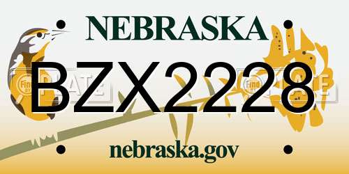 BZX2228 Nebraska License Plate