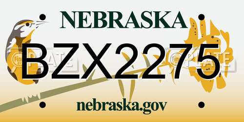 BZX2275 Nebraska License Plate