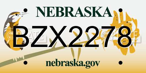 BZX2278 Nebraska License Plate