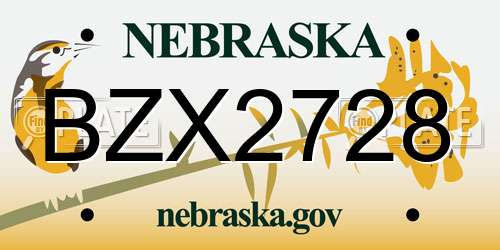BZX2728 Nebraska License Plate