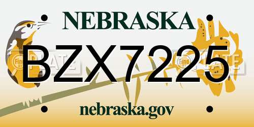 BZX7225 Nebraska License Plate