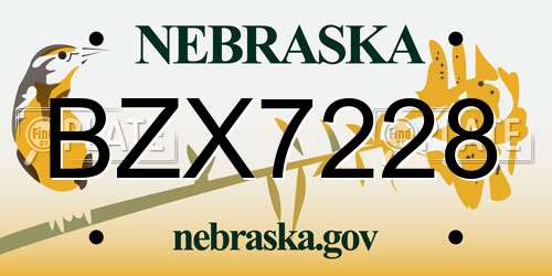 BZX7228 Nebraska License Plate