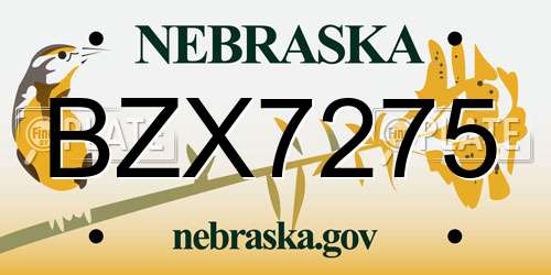 BZX7275 Nebraska License Plate