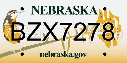 BZX7278 Nebraska License Plate