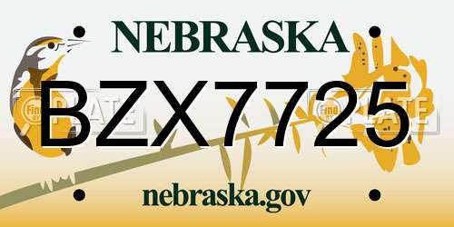 BZX7725 Nebraska License Plate