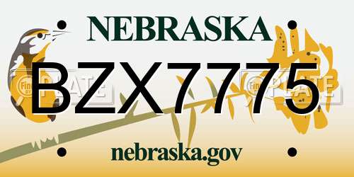 BZX7775 Nebraska License Plate