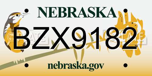 BZX9182 Nebraska License Plate