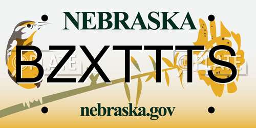 BZXTTTS Nebraska License Plate