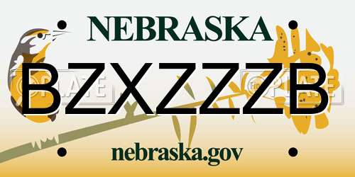 BZXZZZB Nebraska License Plate