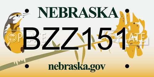 BZZ151 Nebraska License Plate