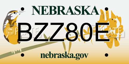 BZZ80E Nebraska License Plate