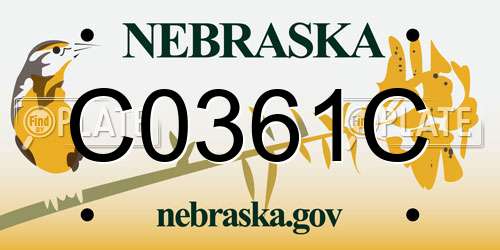 C0361C Nebraska License Plate