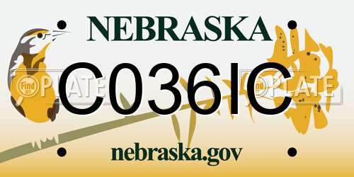 C036IC Nebraska License Plate