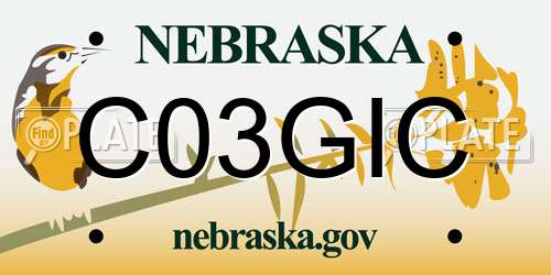 C03GIC Nebraska License Plate