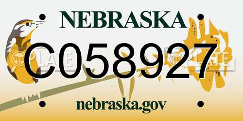 C058927 Nebraska License Plate