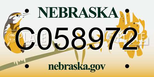C058972 Nebraska License Plate
