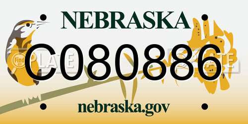 C080886 Nebraska License Plate