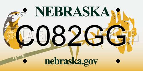 C082GG Nebraska License Plate