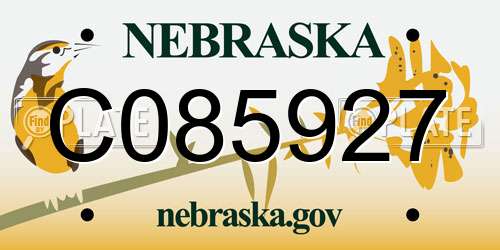 C085927 Nebraska License Plate