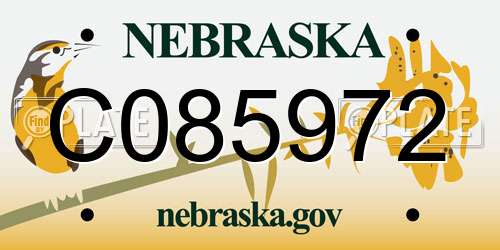 C085972 Nebraska License Plate