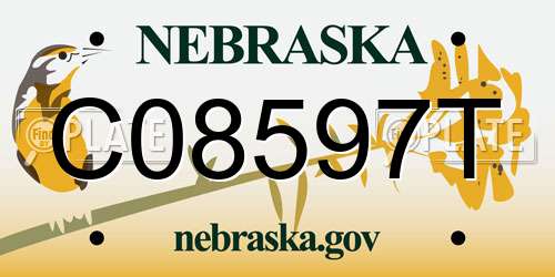 C08597T Nebraska License Plate