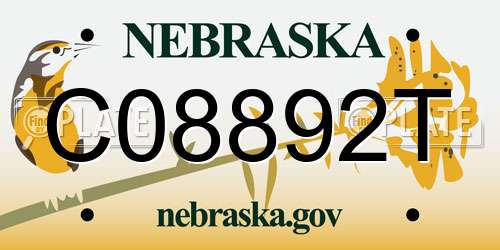 C08892T Nebraska License Plate