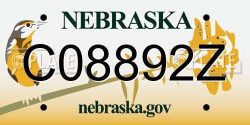 C08892Z Nebraska License Plate