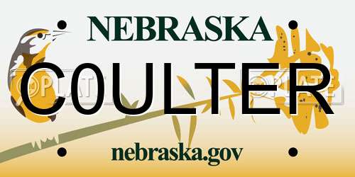 C0ULTER Nebraska License Plate