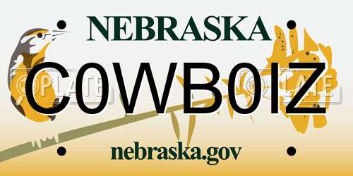 C0WB0IZ Nebraska License Plate