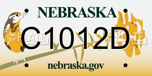 C1012D Nebraska License Plate