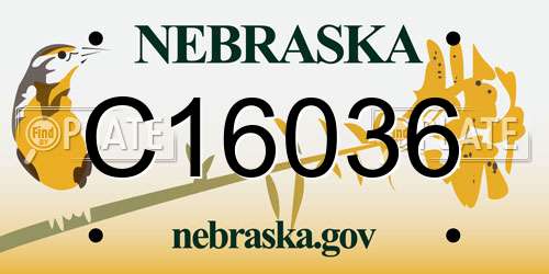 C16036 Nebraska License Plate