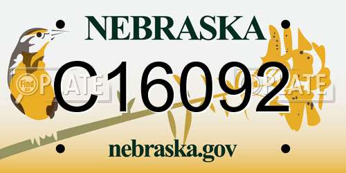 C16092 Nebraska License Plate