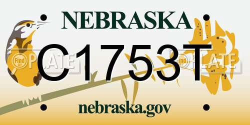 C1753T Nebraska License Plate