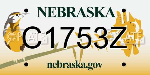 C1753Z Nebraska License Plate