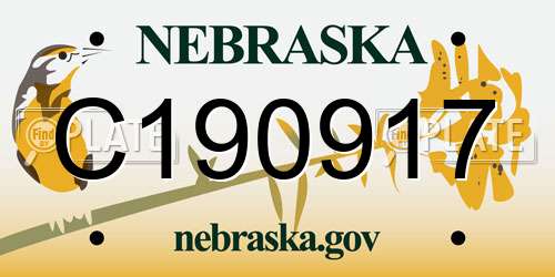 C190917 Nebraska License Plate