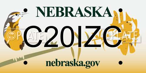 C20IZC Nebraska License Plate