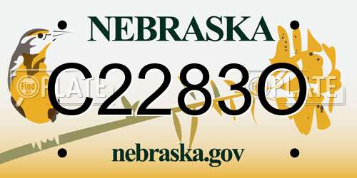 C2283O Nebraska License Plate