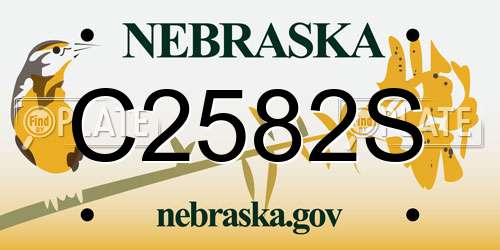 C2582S Nebraska License Plate