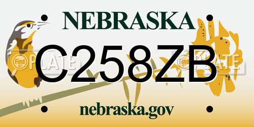 C258ZB Nebraska License Plate