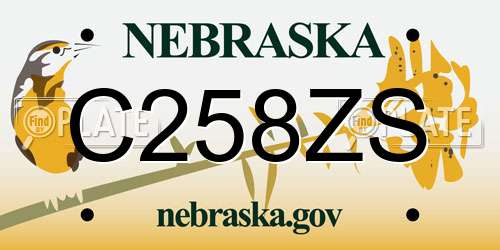 C258ZS Nebraska License Plate